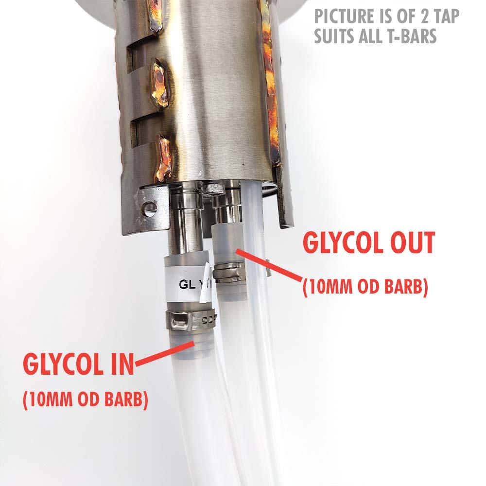2 Tap - T-Bar Flooded Font - (Stainless Steel) - KegLand