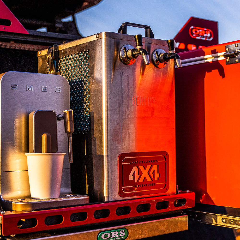 Benchy Carbon - This worlds first inline chiller that is a truely portable keg dispensing optoin allowing you to chill draft beer from 12-24 DC power.