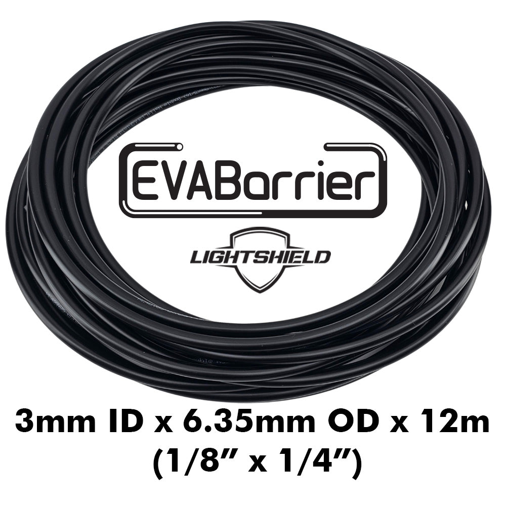 Black Lightshield EVABarrier 3mm ID x 6.35mm OD x 12m Roll - Double Wall EVA