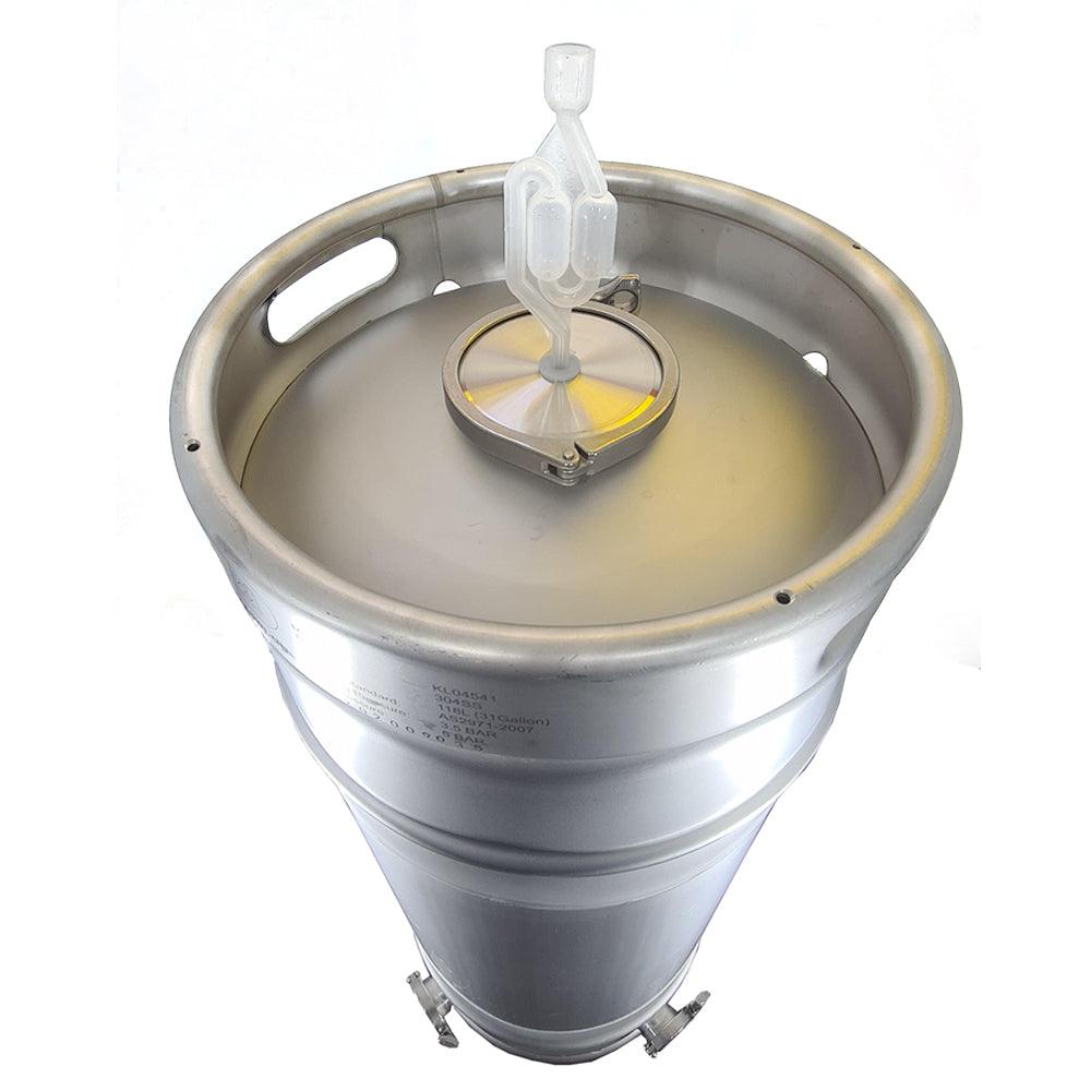 118L Kegmenter with 4inch Flat Lid , Airlock and 2inch end cap - KegLand