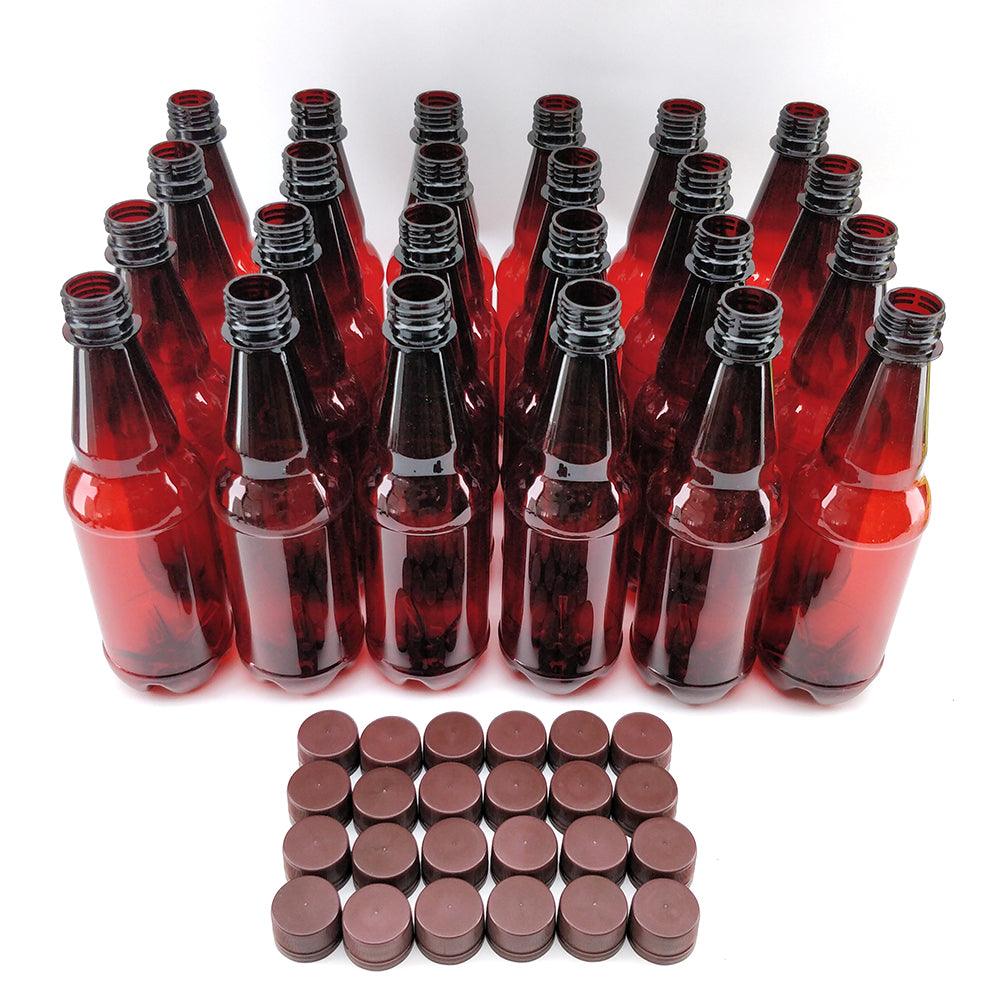 24 x 500mL PET Amber Brown Bottles with Screw Caps - KegLand