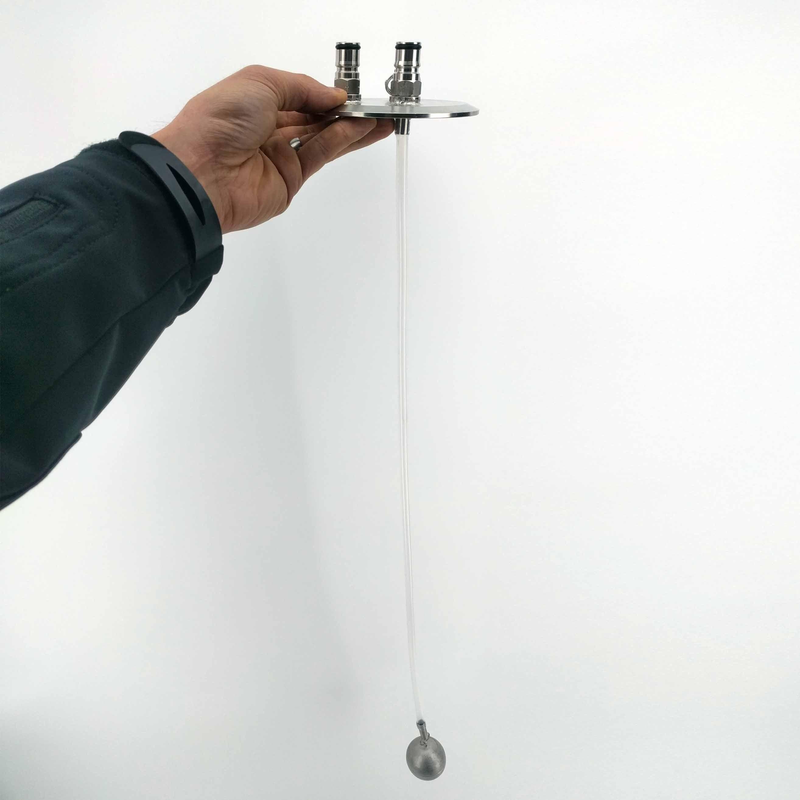 4 inch Tri-clover Kegmenter Lid with Ball Lock Posts, Floating Dip tube and PRV (Red 2.5Bar) - KegLand