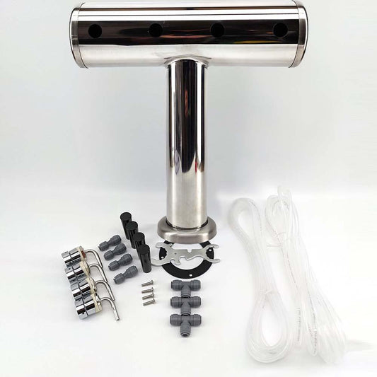 4 Tap T-Bar Brushed Stainless Font Kit (duotights, shanks, handles, EVABarrier) - KegLand