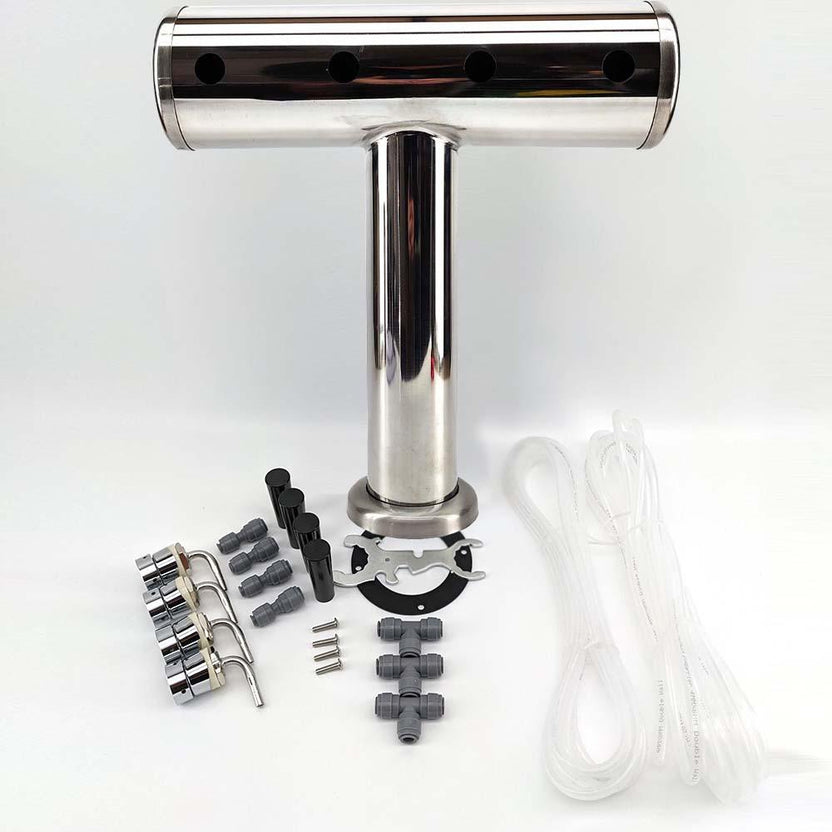 4 Tap T-Bar Brushed Stainless Font Kit – Kegland EU