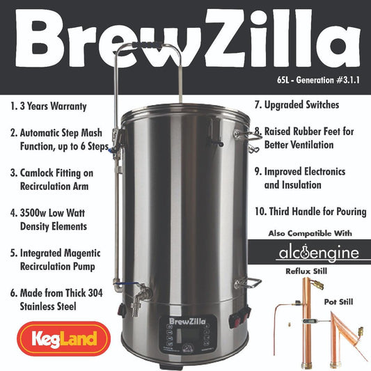 65L BrewZilla Gen 3.1.1 with Pump - (3500w) 220-240V AC - KegLand