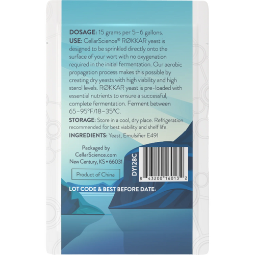 CellarScience® RØKKAR Dry Yeast 15g | Norwegian Ale | Premium Beer Yeast