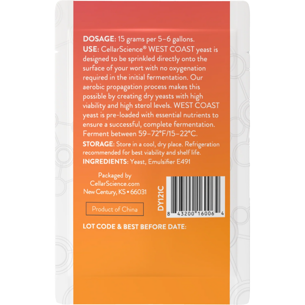 CellarScience® WEST COAST Dry Yeast 15g | American Ale | Premium Beer Yeast