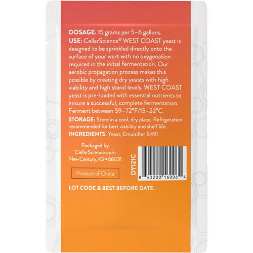 CellarScience® WEST COAST Dry Yeast 15g | American Ale | Premium Beer Yeast
