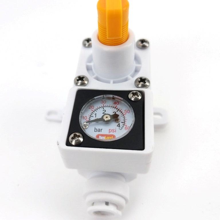 8mm duotight - Inline Regulator with integrated gauge (white) 0-60psi - KegLand