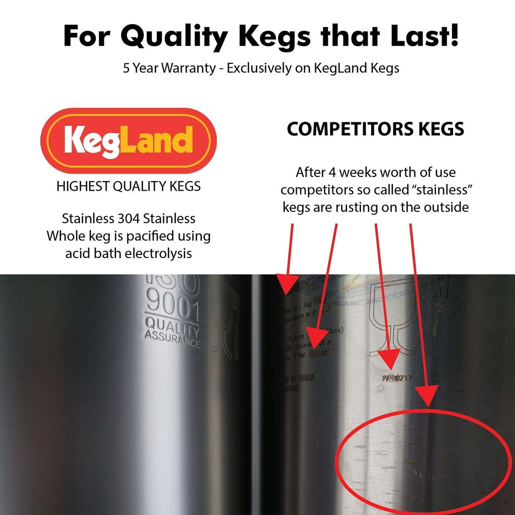 9.5L Ball Lock Keg with rubber base and handle - KegLand