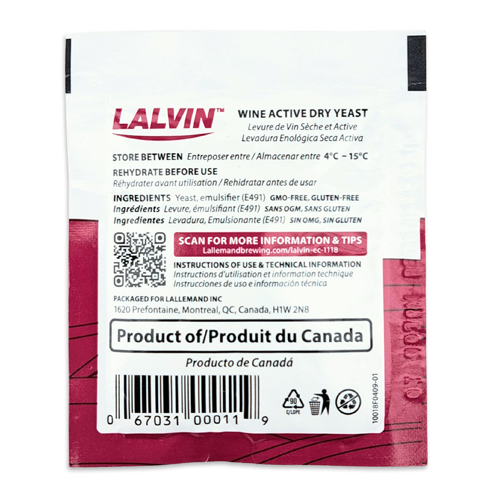 Lalvin - EC-1118 Yeast x 5g