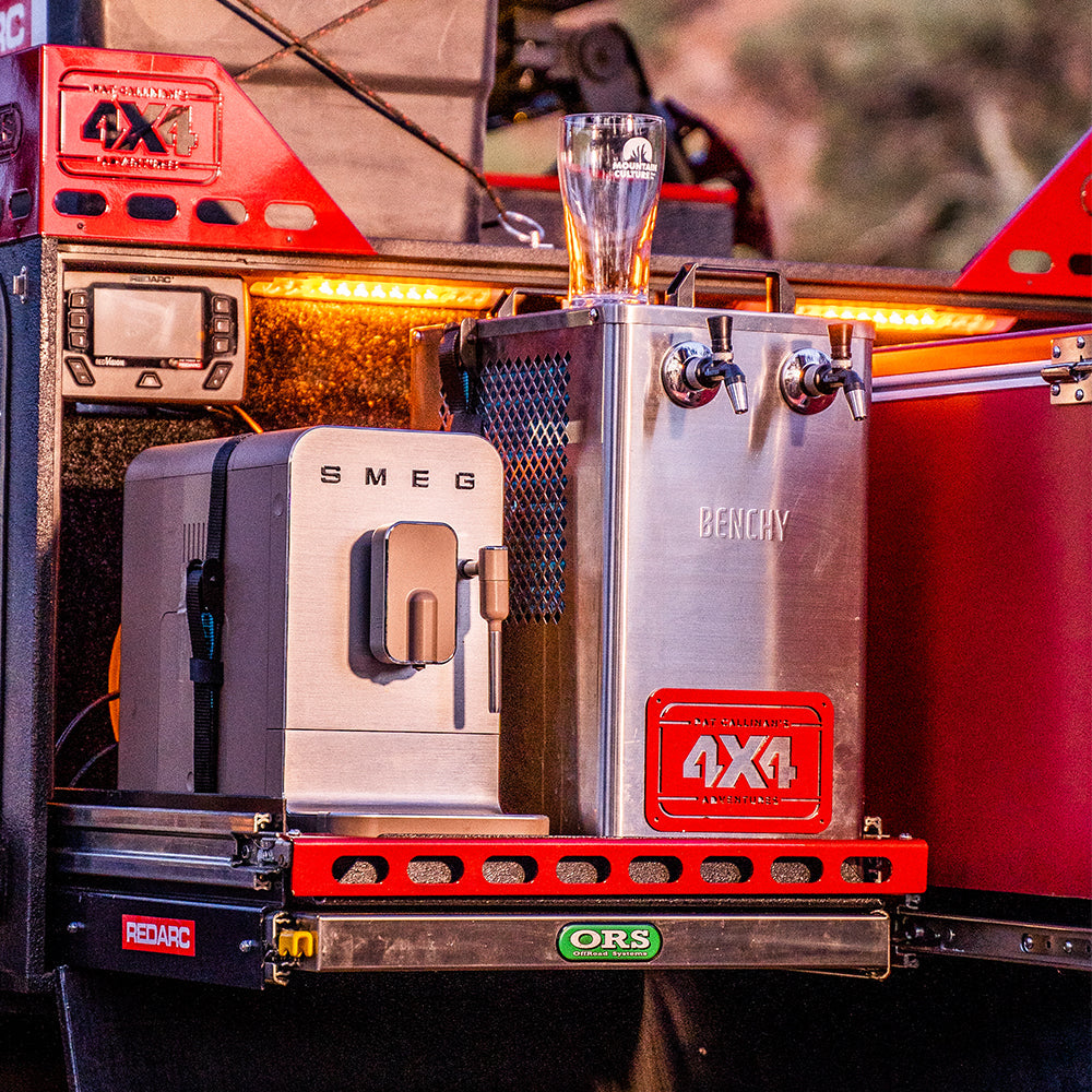 Benchy Carbon - This worlds first inline chiller that is a truely portable keg dispensing optoin allowing you to chill draft beer from 12-24 DC power.