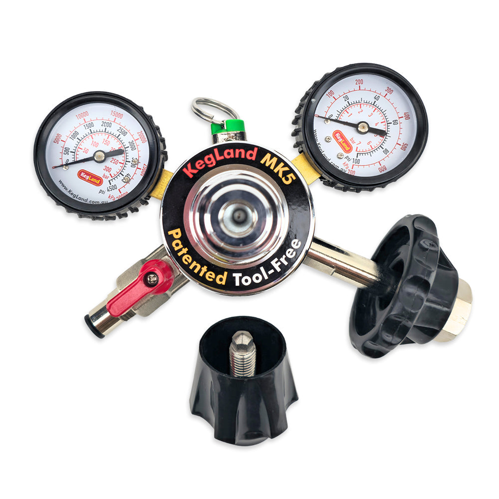 MK5 Regulator brought to you by KegLand is the first tool free regulator every designed.