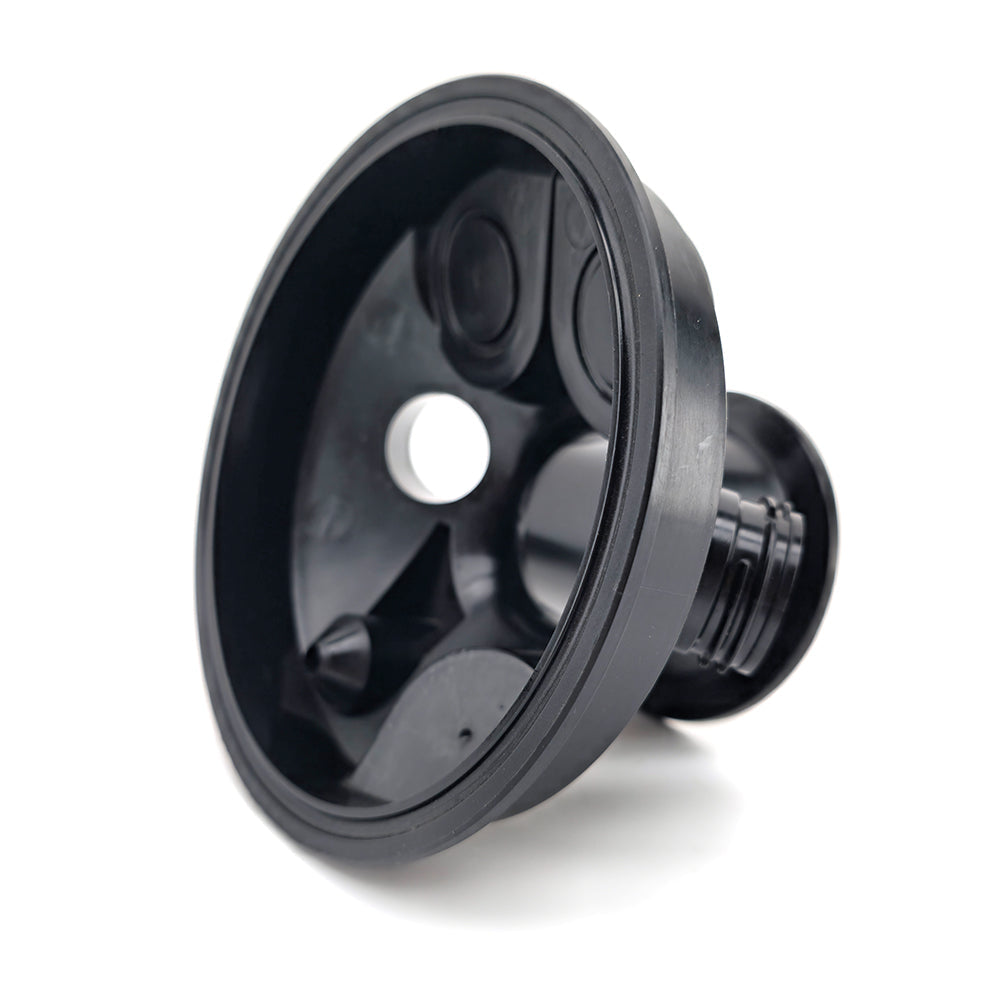 Reinforced Industrial Plastic 4 Inch TC pressure lid with 2 Inch TC port. Suits a 35psi RED Pressure relief valve and two carbonation caps