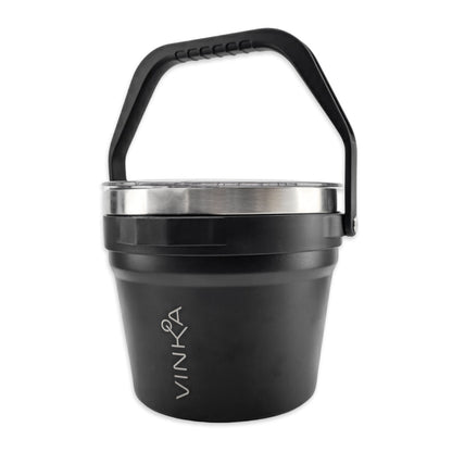 This durable beverage ice bucket is part of the ultra premium VINKA cocktail mixing setup. It is 100% Food Safe and will keep your Ice and beverages cold for hours upon hours.