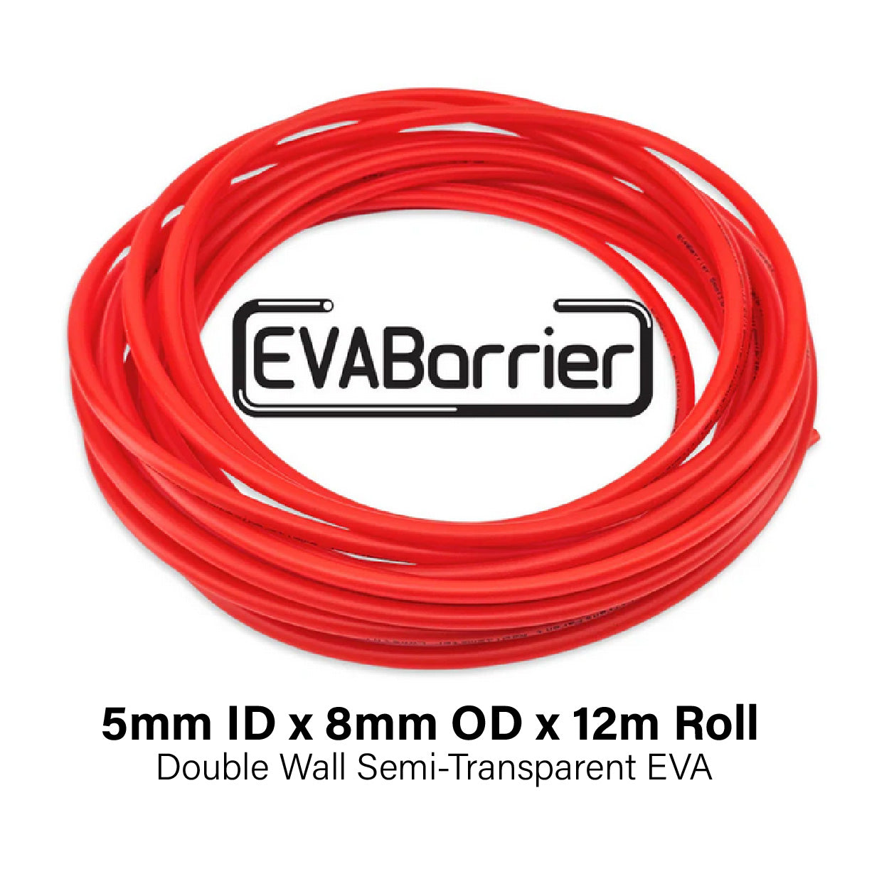 EVABarrier 5mm(13/64) x 8mm(5/16) Double Wall + Transparent Red (100meter Length)