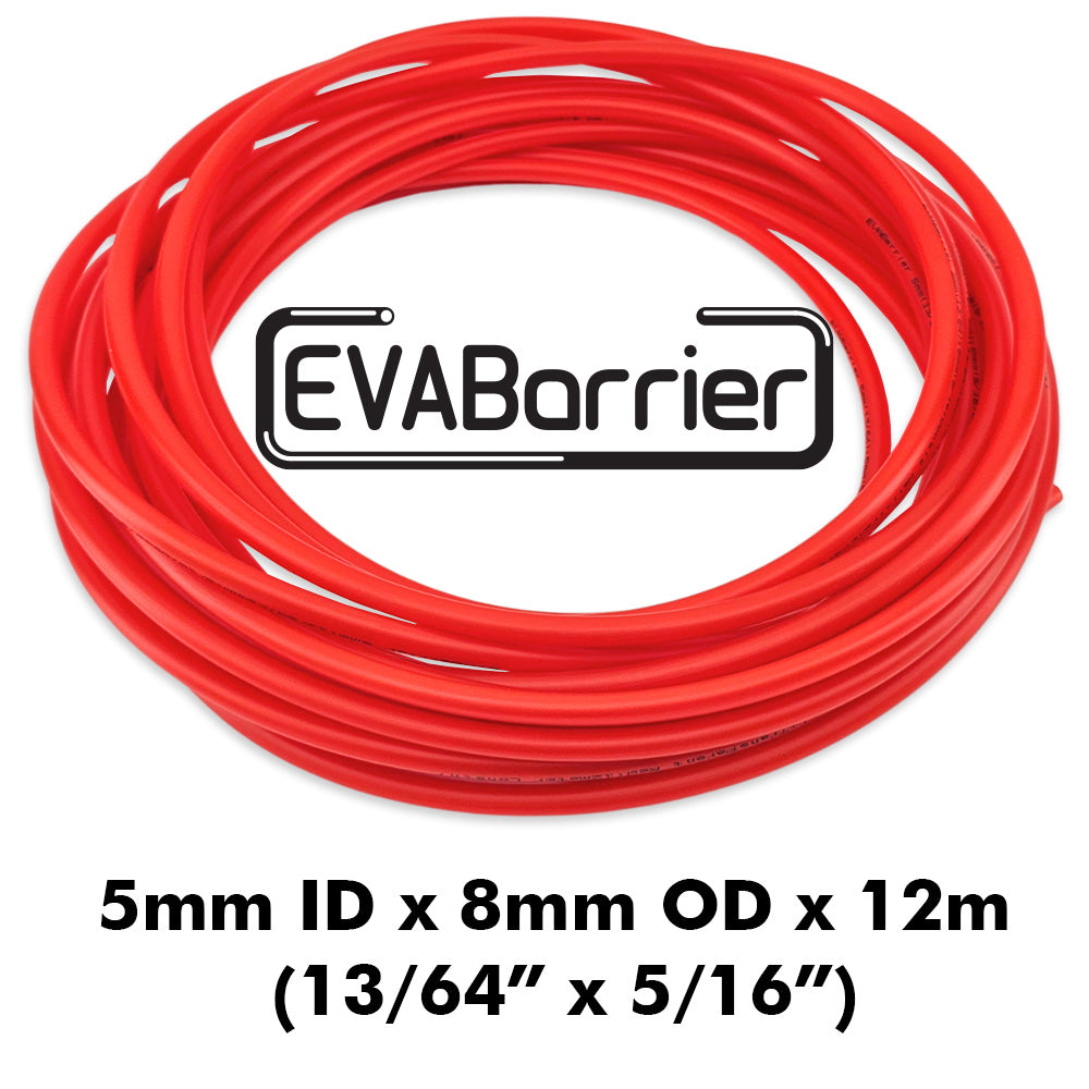 Red EVABarrier 5mm ID x 8mm OD x 12m Roll - Double Wall Semi-Transparent EVA