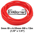 Red EVABarrier 3mm ID x 6.35mm OD x 12m Roll - Double Wall Semi-Transparent EVA