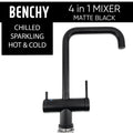 Benchy 4 in 1 Kitchen Mixer Tap (Hot-Cold-Chilled-Sparking) - Matte Black