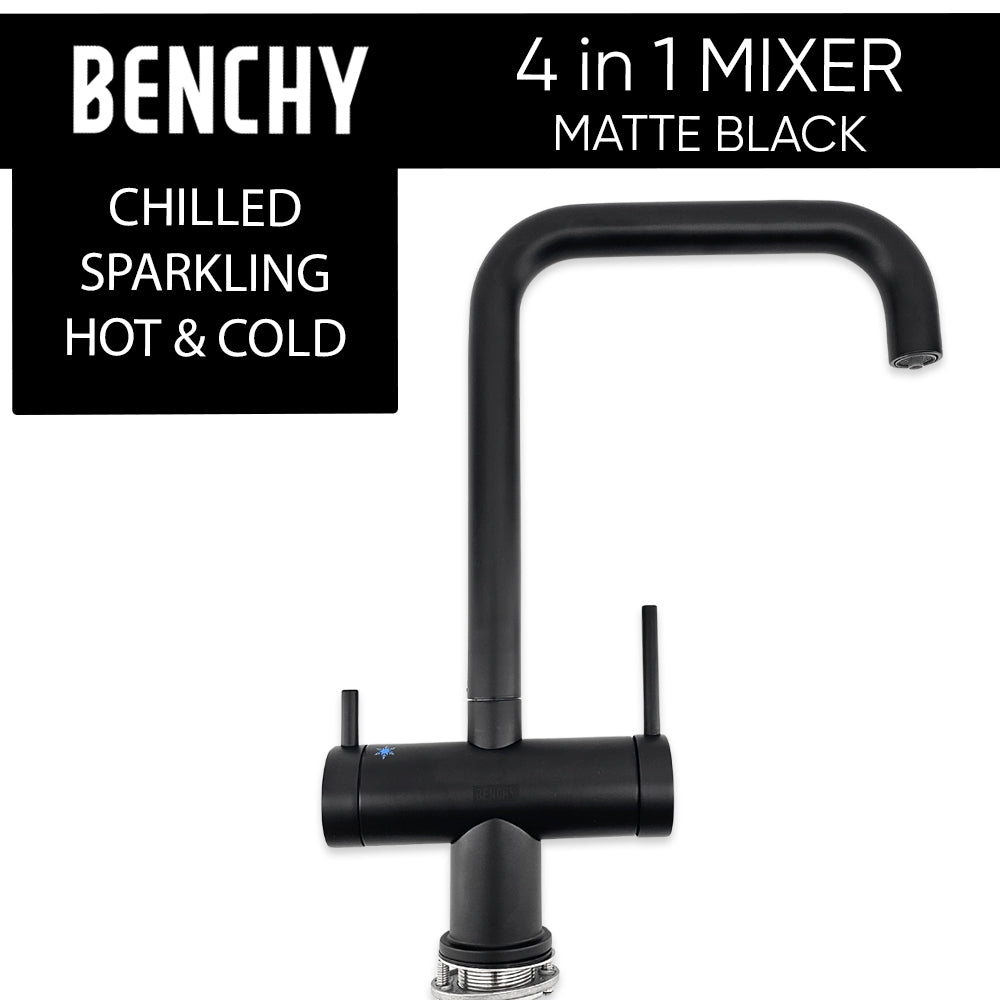 Benchy 4 in 1 Kitchen Mixer Tap (Hot-Cold-Chilled-Sparking) - Matte Black