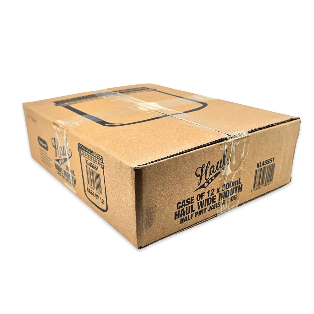 Haul Wide Mouth - 300mL - Half Pint Mason Jars & Lids - 12 Pack