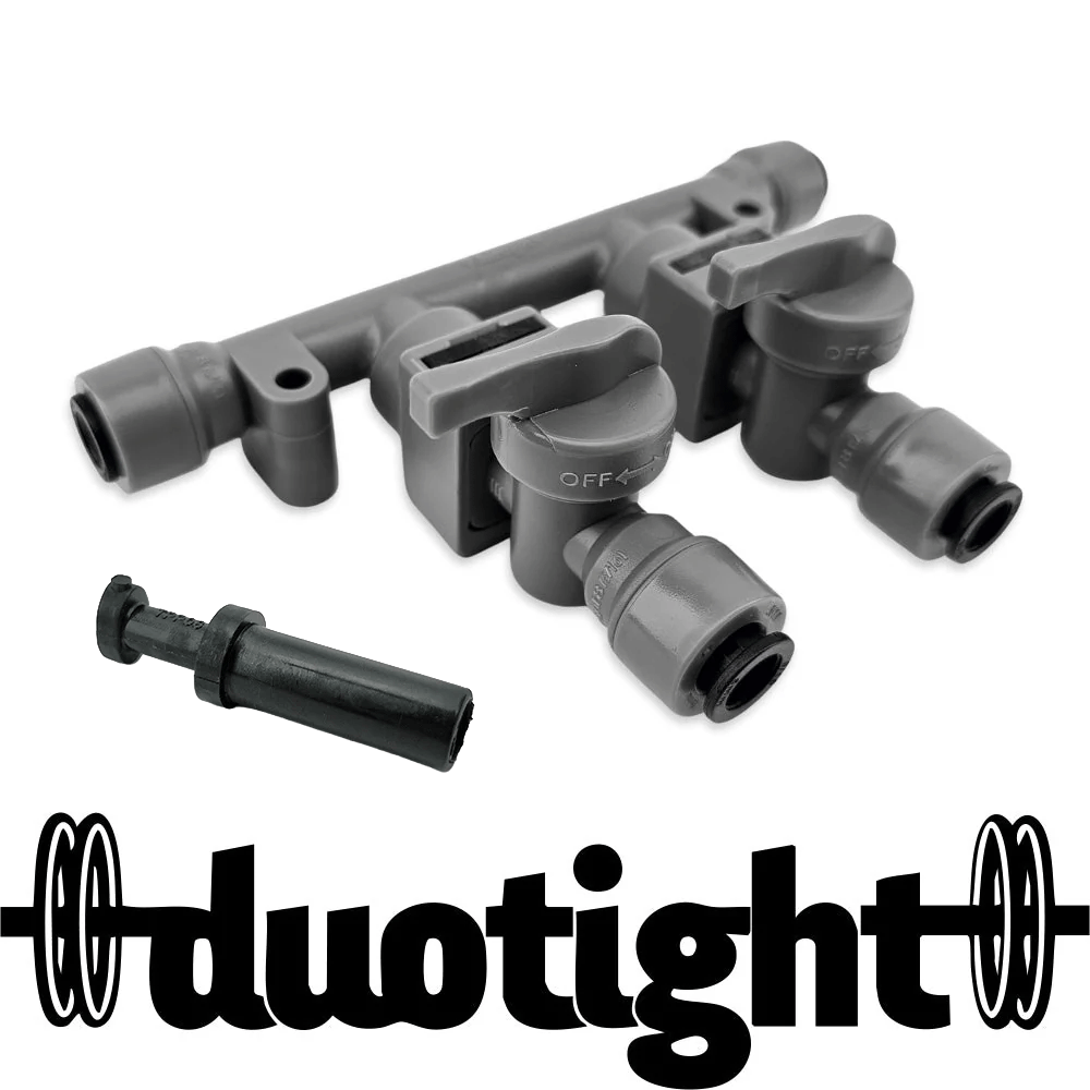 Duotight x 2 Way Manifold with Check Valves, Isolation Valves + End cap