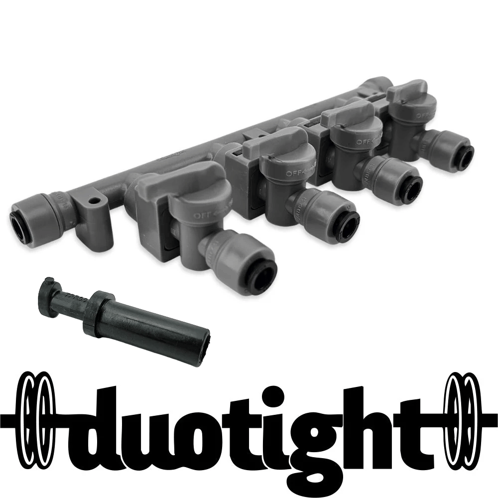 Duotight x 4 Way Manifold with Check Valves, Isolation Valves + End cap