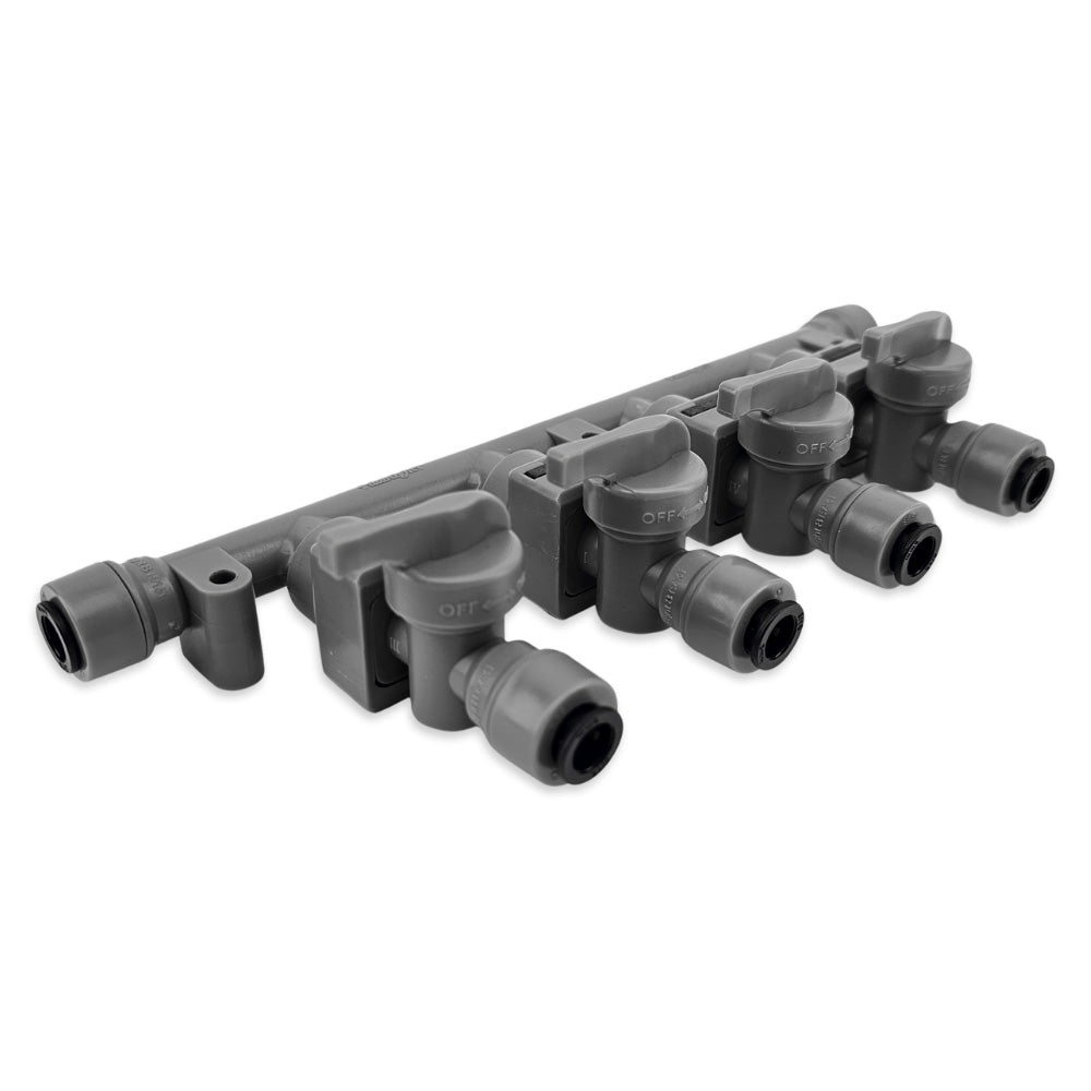 8mm (5/16) duotight x 4 Way Manifold with Check Valves & Isolation Valves