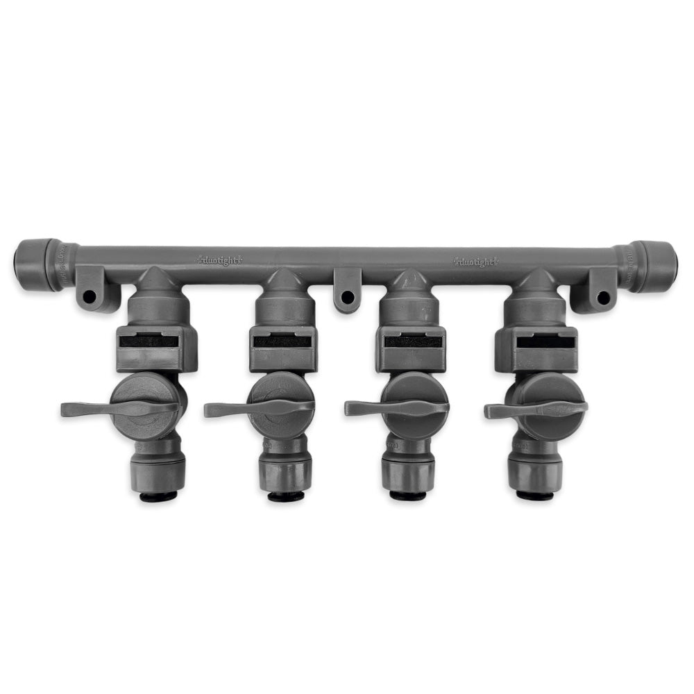 8mm (5/16) duotight x 4 Way Manifold with Check Valves & Isolation Valves