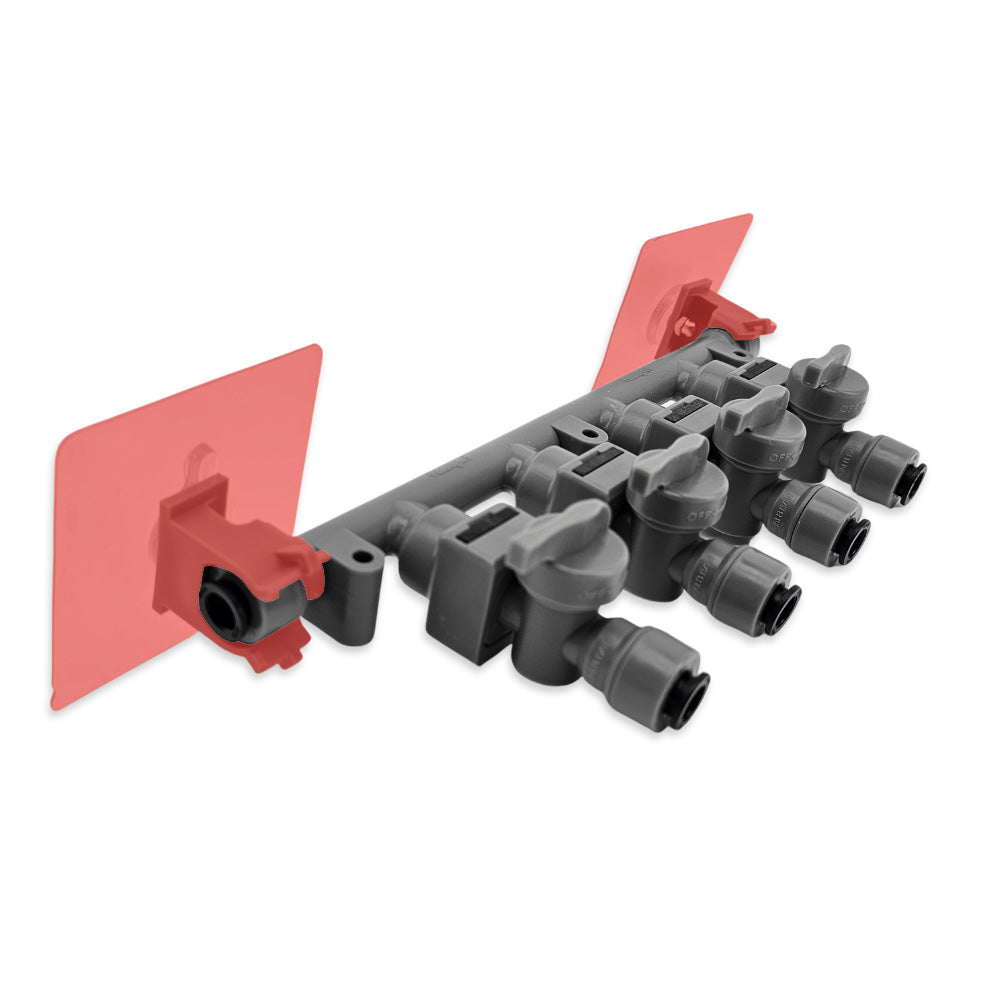 8mm (5/16) duotight x 4 Way Manifold with Check Valves & Isolation Valves