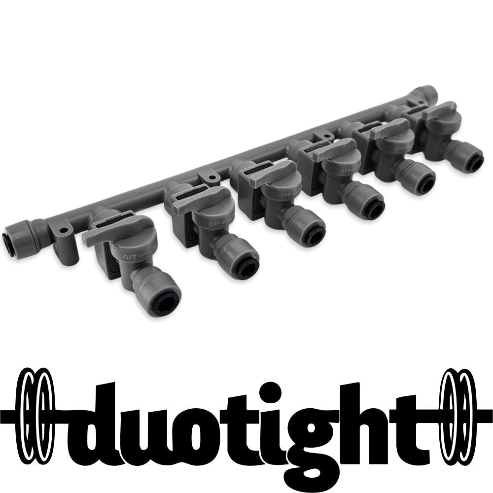 8mm (5/16) duotight x 6 Way Manifold with Check Valves & Isolation Valves