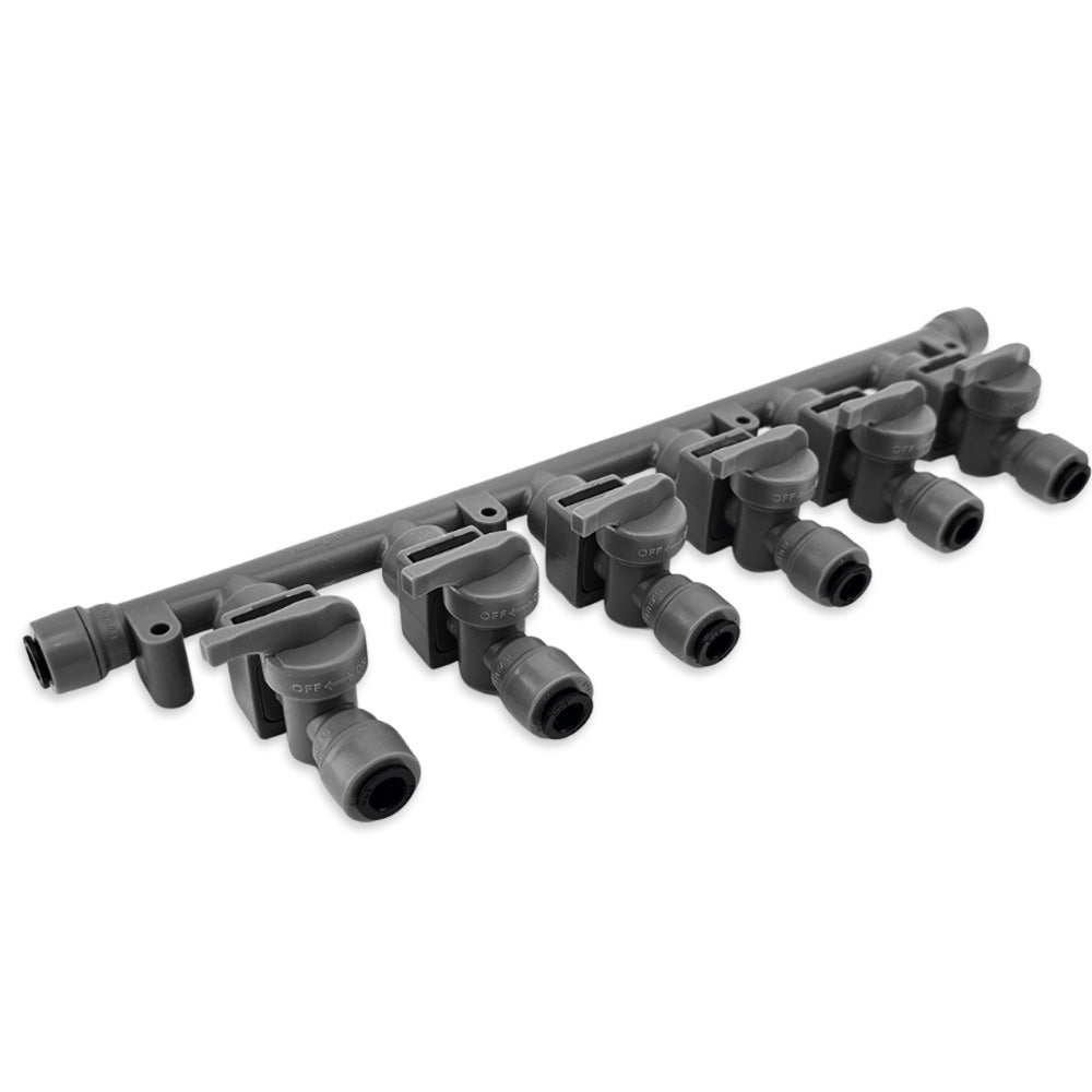 8mm (5/16) duotight x 6 Way Manifold with Check Valves & Isolation Valves