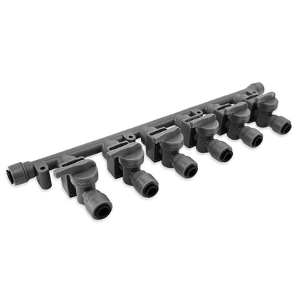 8mm (5/16) duotight x 6 Way Manifold with Check Valves & Isolation Valves