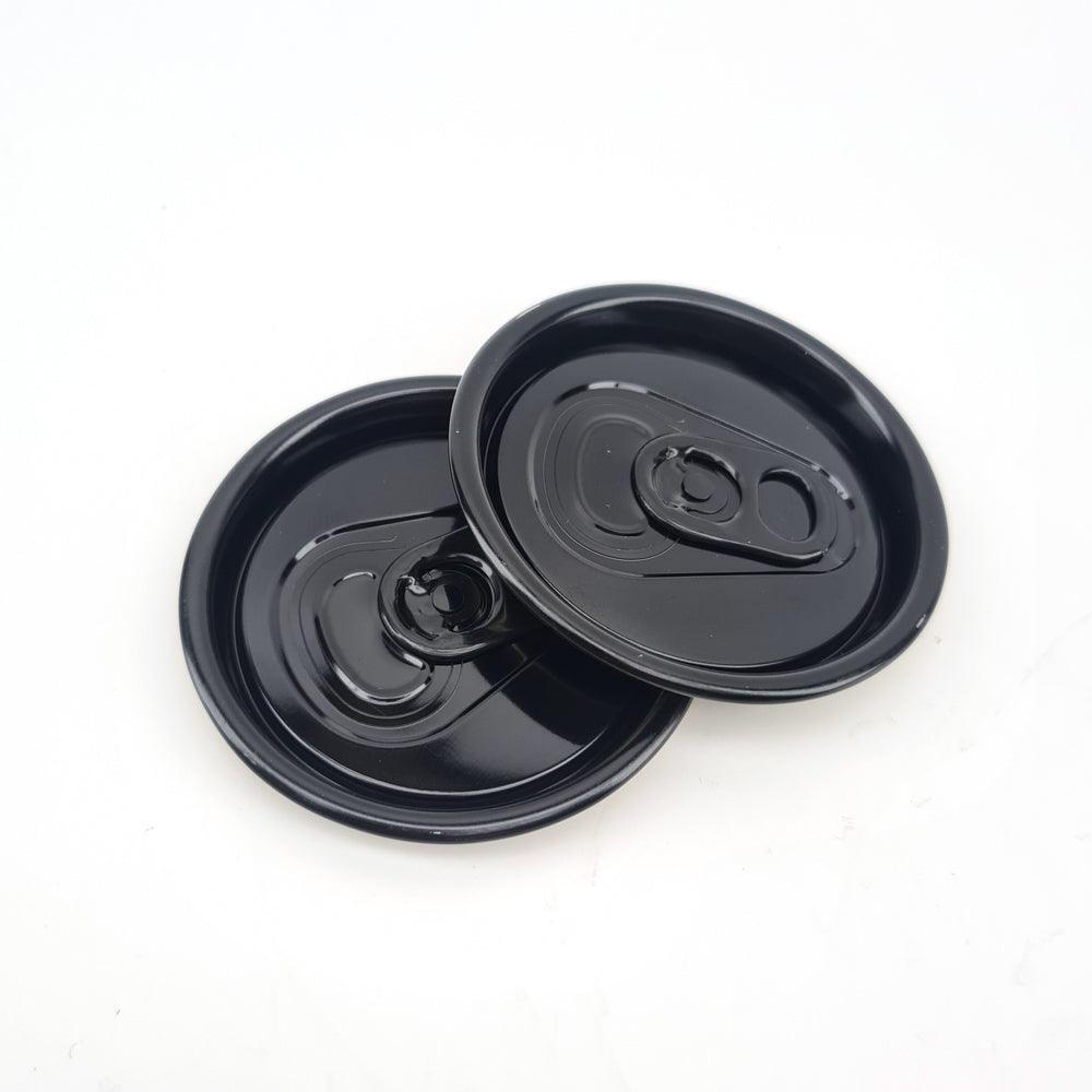 B64 Black lids for beer cans approx. 230 pieces packed in cylinder