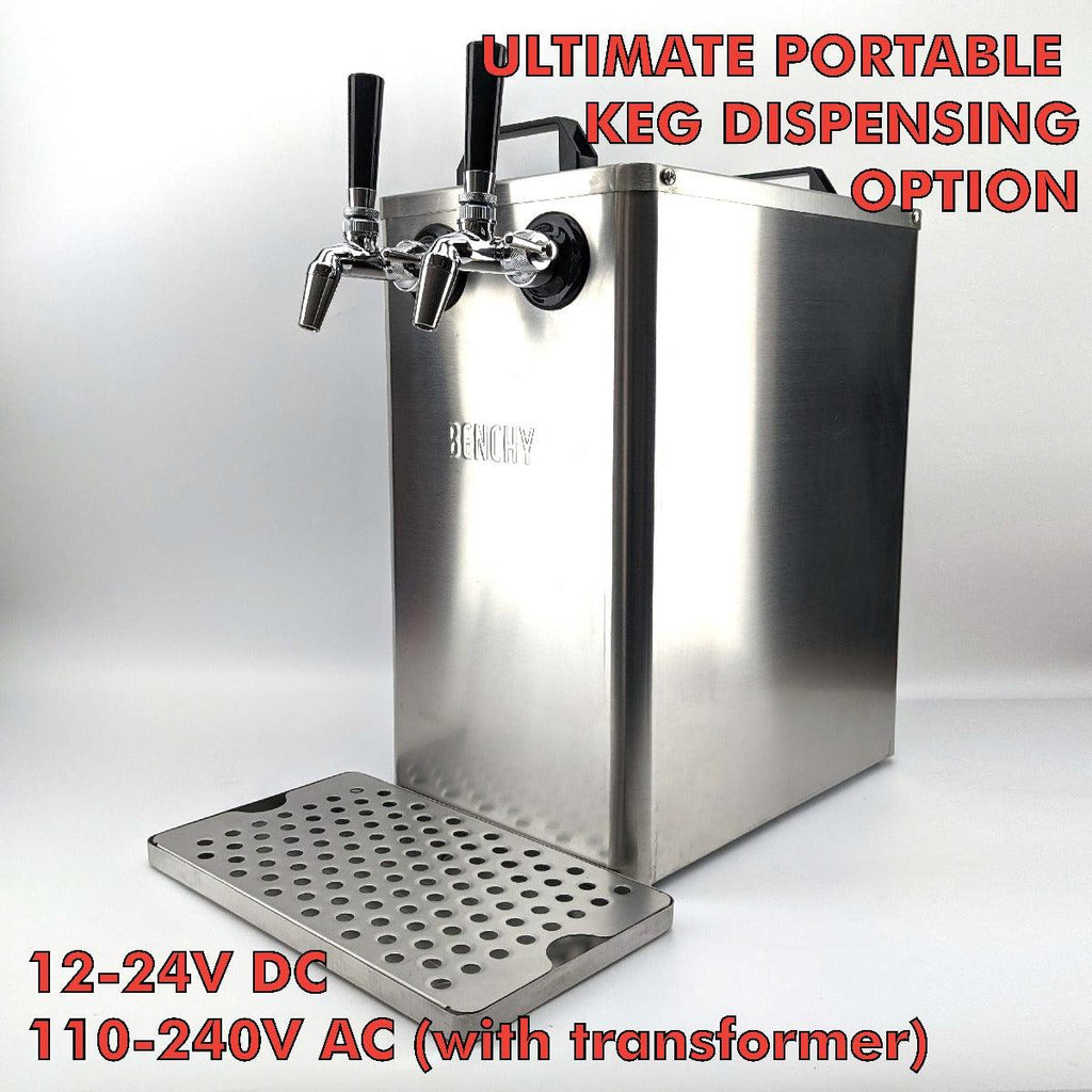 Benchy - Carbon - Double Taps Bench Top Keg Dispenser (Stainless FC Taps)12v/ 24v/240V - KegLand