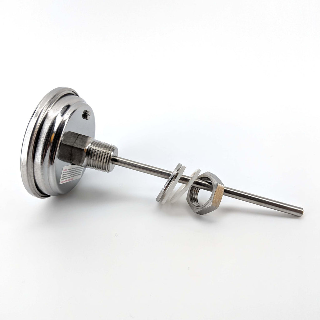 Bi-Metal 3 Inch Dial Weldless Thermometer - Long Stem 132mm - KegLand