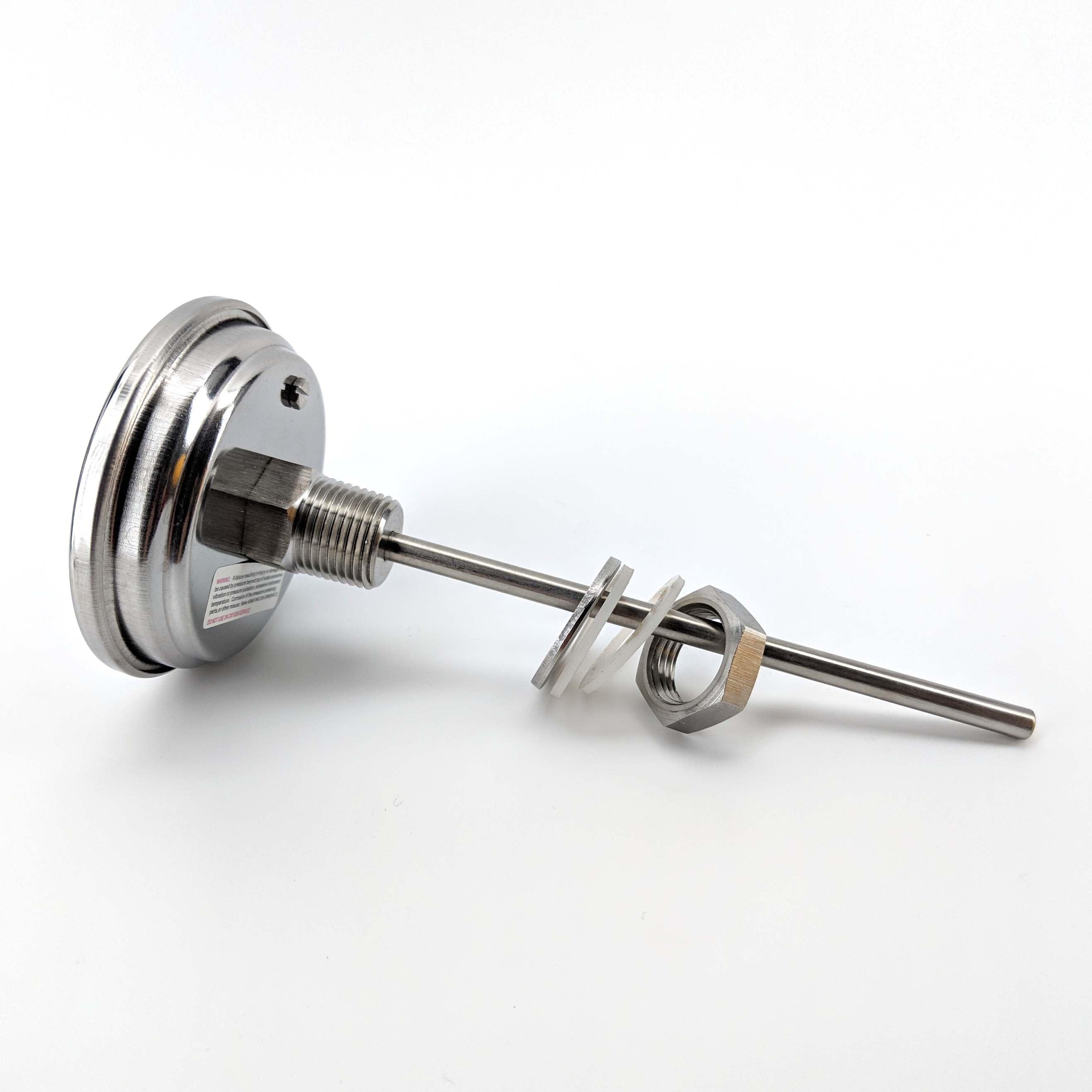 Bi-Metal 3 Inch Dial Weldless Thermometer - Long Stem 132mm - KegLand