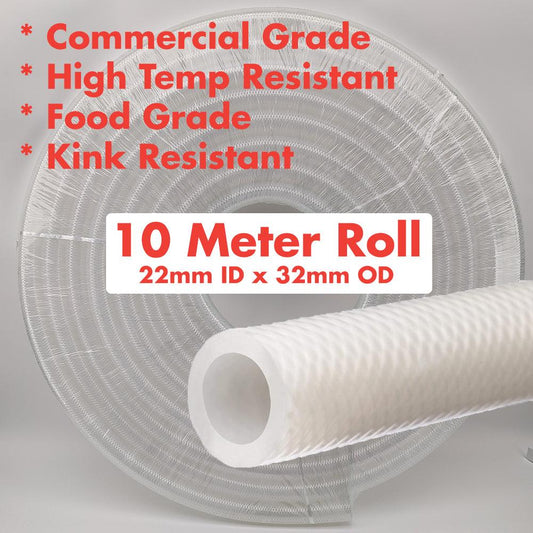 Braided Reinforced Silicone Hose (1') 22mm ID x 32mm OD (10 Meter Roll) - KegLand