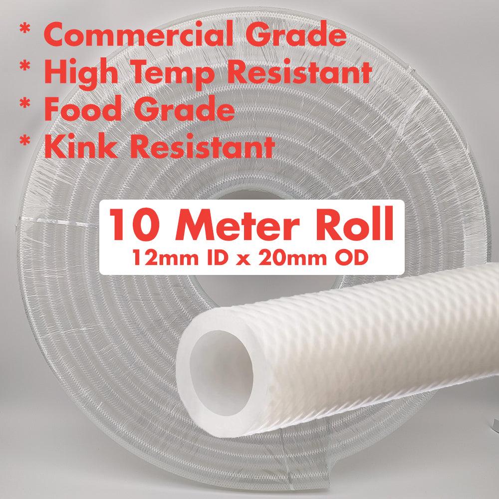 Braided Reinforced Silicone Hose (1/2') 12mm ID x 20mm OD (10 Meter Roll) - KegLand