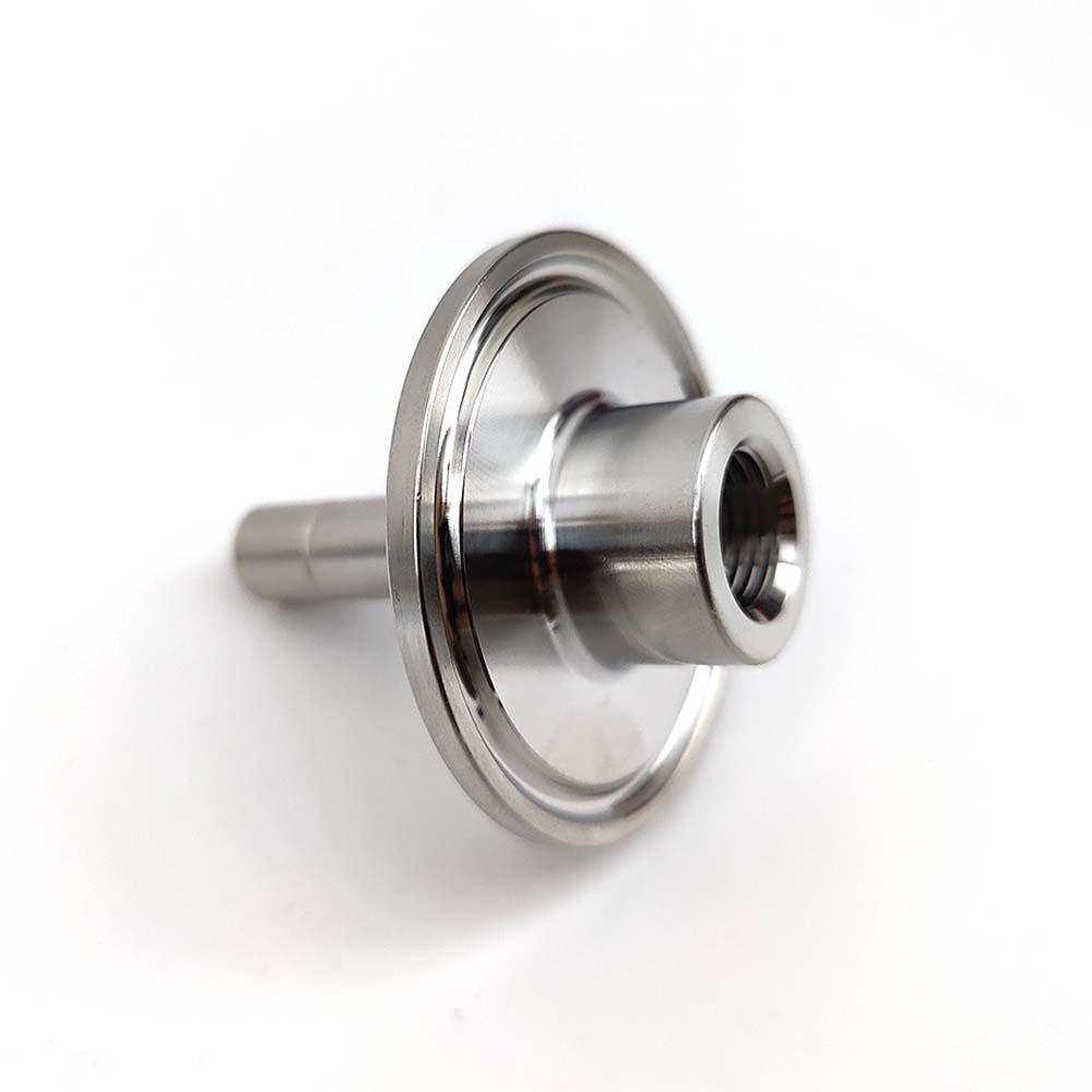 Carbonation Stone Adapter 2 Inch clamp x 1/4' thread x 9.5mm duotight barb - KegLand