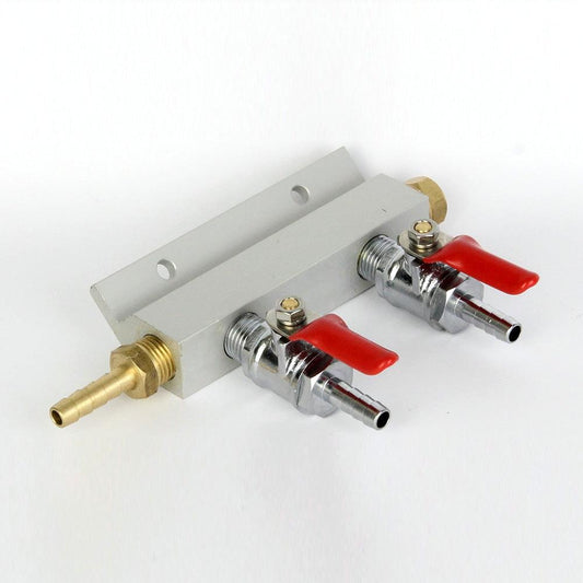 Gas Line Manifold Splitter 2 ways (1/4inch, 6mm Barb) - KegLand