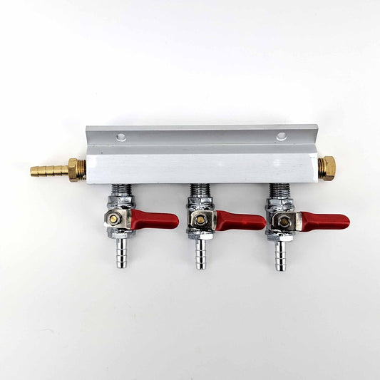 Gas Line Manifold Splitter 3 ways (1/4inch, 6mm Barb) - KegLand