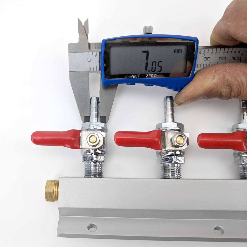 Gas Line Manifold Splitter 5 ways (1/4inch, 6mm Barb) - KegLand