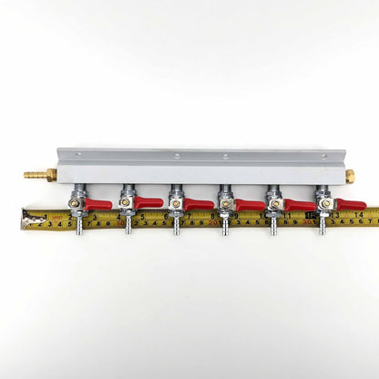 Gas Line Manifold Splitter 6 ways (1/4inch, 6mm Barb) - KegLand