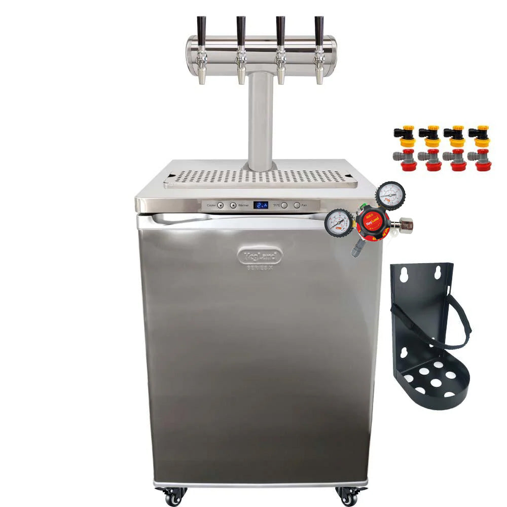 Quadruple T-BAR 4 Tap Series  X.1 Stainless steel Kegerator Bundle