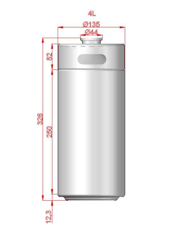 Mini Keg - 4L (approx 128oz) (135mm x 326mm)